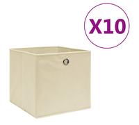 Folding storage box 10pc Cream 28x28x28cm Non-Woven Fabric with Eyelet Stackable