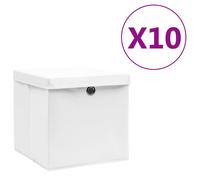 Folding storage box 28x28x28 cm White non-woven fabric cover set x10 with eyelet