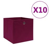 Folding Storage Box Dark Red Non-Woven Fabric 28x28x28cm Pack of 10 Metal Eyelet