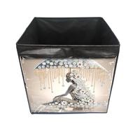 Folding Storage Box, DIY Diamond Art Painting Storage Cubes Organizer Container, Organizer Boxes Cube Baskets for Organizing Closet Shelves-Woman Under Umbrella