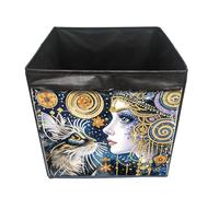 Folding Storage Box, DIY Diamond Art Painting Storage Cubes Organizer Container, Organizer Boxes Cube Baskets for Organizing Closet Shelves-Cat