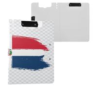 Folding Storage Box Flag Dominican Republic National A4 Storage Box Foil Binder Horizontal and Vertical Double Clips School Clip Board with Cover