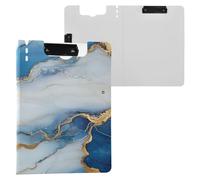 Folding Storage Box Marble Royal Blue White A4 Storage Box Padfolio Double Clips Pen Holder Office Clip Board With Cover
