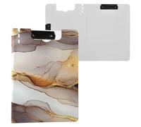 Folding Storage Box With Storage Space Marble White Brown A4 Storage Box With Binder Double Metal Clips School Pen Holder Clip Board With Cover