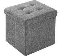 Folding Storage Ottoman,Cube Foot Rest Stool Seat,Foldable Short Foot Stools Linen Fabric Footstool Pouf - Thicker Foam Footrest Stool Storage,Light Grey
