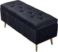 Folding Storage Ottoman, Large Capacity Flannel Shoe Changing Stool, Soft Sponge Cushion, Comfortable Seating with Metal Legs, Supports Up to 150kg