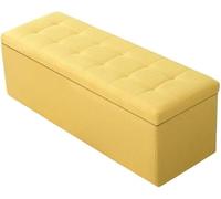 Folding Storage Ottoman Storage Cube Seat Foot Rest Stool with Memory Foam for Space Saving, Square Ottoman Toy Chest Folding Footrest Stool Seat, 40x40x40cm,Yellow-100X40X40cm