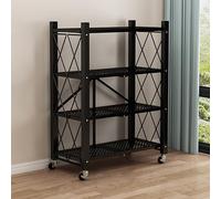 Folding Storage Shelves - 4/5 Tier Metal Shelving Unit on Wheels for Kitchen, Garage, Pantry - Versatile and Foldable Storage Solution