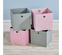 Cube Pack of Four Canvas Fabric 27cm Storage Insert Boxes Home Source Multi One Size