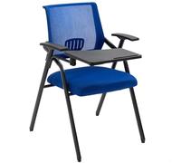 Folding Student Chair with Attached Desk Mesh Office Chair with Writing Board & Cup Holder Stackable Conference Room Seating Portable Cuter Desk Chair