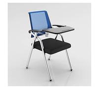 Folding Student Chair with Desk Attached Mesh Office Chair with Lumbar Support and Tablet Arm Writing Board Blue