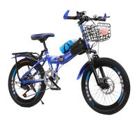 Folding Student Mountain Bike, 18/20/22/24 Inch Folding Mountain Bike High Carbon Steel Frame Shock-Absorbing Disc Brake 7 Speed Foldable Mountain Bicycle B,20 inch