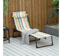 Folding Sun Lounger Beach Chaise Chair Garden Reclining Cot Camping Hiking Recliner with 4 Position Adjustable