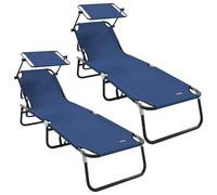 Sun Lounger Folding 2pcs Green Fabric 56 x 190 x 81 cm Outdoor Recliner Comfort+