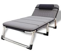 Folding Sun Lounger for Garden, Extra Wide and Adjustable Relaxing Chair for Patio, Beach and Pool, with Cushion Support, Maximum Load 200 kg (Grey + B 75 cm + Wide)