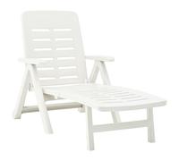 Folding Sun Lounger Plastic White