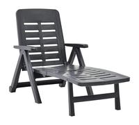 Sun lounger White Plastic Adjustable Foldable Patio 72x189cm Seat59cm Depth140cm