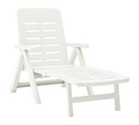 Folding Sun Lounger Plastic White