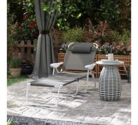 Outsunny Folding Sun Lounger with 4-Level Backrest & Headrest, Charcoal Grey, Grey