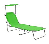 Folding Sun Lounger with Canopy Green Aluminium Berkfield Home Green One Size