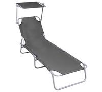Folding Sun Lounger with Canopy Park Camping Bed Chair Daybed Sunbed vidaXL