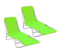 Folding Sun Loungers 2 Pcs Steel And Fabric
