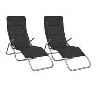 Folding Sun Loungers Sun Bed 2 pcs Textilene and Powder-coated Steel vidaXL