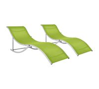 Folding Sun Loungers Textilene Beach Chaise Lounge Chair Seat 2 pcs vidaXL