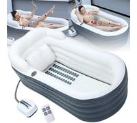 Folding Surfing Massage Bathtub, Body Bubble Bath Machine W/Non-Slip Bath Mat, Remote, Plastic Tube, Full Body Massage Hydrotherapy Machine