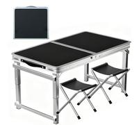 Folding Table 4 Foot, Foldable Table Adjustable Height Card Table, Indoor Outdoor Small Desk, Portable Plastic Picnic Party Dining Camping Bar Low Tables,Black,47.2" D x 23.6" W