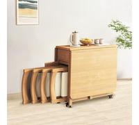 Folding Table and Chairs Set - Solid Wood Butterfly Dining Table with 4 Upholstered Chairs, Ideal for Dining Halls and Space-Saving Solutions