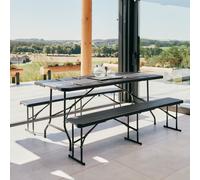 (Folding Table & Bench - Black) Heavy-Duty Picnic Folding Table Beer Bench Garden Folding Chair Portable Furniture Set