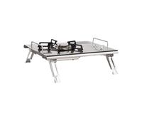 Folding Table Lightweight Backpack Roll Multifunctional Adjustable Leg Desk Desktop Burner BBQ(Silvery)