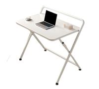 Folding Table No Assembly Required Metal Frame Wooden Tabletop Space Saving for Home School Office Small Place White