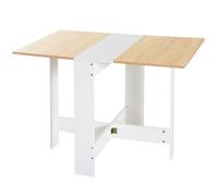 Folding Table Oak White 103x76cm Particle Board Drop-Leaf Space Saver Lift-Up 6P