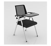 Folding Tablet Arm Chair with Desk Stackable Office Chairs with Flip Up Writing Board & Lumbar Support Ergonomic Armrest Design for Home & Office (Black)