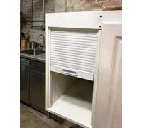 Folding Tambour Cabinet Door for Garage Wall, Sliding Concertina Panel with Recessed Handle, Pull-Down Pantry Replacement Screen