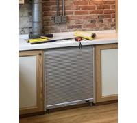 Folding Tambour Door for Storage, Retractable Cupboard Screen, Sliding Kitchen Sideboard Gate Track System