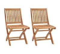 Folding Teak Garden Chair 56x58x88cm Solid Sanded Hardwood Natural 2pc Waterbase
