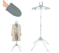 Folding Telescopic Steamer Stand, Garment Steamer Stand Clothes Steamer Holder with Rotating Hanger, Stable Aluminum Alloy Garment Steaming Rack for Shirts, Dresses Tops (2-piece Grey)