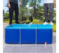 Folding Temporary Fish Pond, Large Aquaculture Water Tank with Drain Valve, Canvas Construction, with Steel Frame for Koi Fish and Turtles (1x1x0.5m)