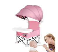 Folding Toddler Camping Chair-Portable Baby Seat Booster High C-Hair - Foldable Feeding Booster with Removable Tray and Parasol,Aluminum Alloy Children Dining C-Hair for Picnic Camping Beach Travel