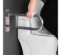 Folding Toilet Grab Rail Wall-Mounted Stainless Steel Support for Elderly & Disab Matte Black Bathroom Safety Railing Sturdy U-Shaped Design Easy Installation