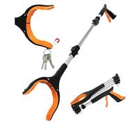 Folding Tongs for Elderly, Aluminum Garbage Pliers, Garbage Pick Up Clamp with Swivel Head and Pick Grip, Ideal for the Elderly, Disabled and Healthcare Workers