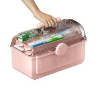 Folding Tool Box, Multi-purpose Storage Box, Multilayer Medicine Organizer - Portable Handle Medicine Box Storage Box Compact and Versatile Closed