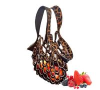 Folding Tote Bag, 2 in 1 PU Leather Beach Bag, Flat Packable Mesh Tote for Outdoor Hiking Picnic Market