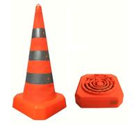 Folding Traffic Cone with Reflective Tape - Collapsible Road Cone for Driving Practice and Parking(70cmeters)