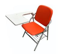 Folding Training Chair with Writing Board Metal Desk Chair for Conferences Meetings & Classes Compact Design with Integrated Bookshelf for Easy Storage