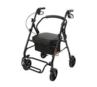 Folding Transport Wheelchair and Rollator Walker - Aluminum Alloy Rolling Walker with Adjustable Handle and Footrest - Support Up 100kg/220lbs / Blue