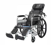 Folding Transport Wheelchair with Swing Away Elevating Legrests, High Back & Removable Headrest, Holds 220 Lbs, for Travel and Daily Use